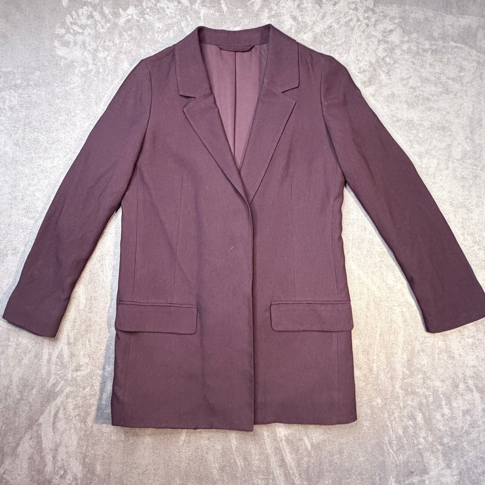 AllSaints Aleida Blazer Womens US 4 Plum Purple Open Front‎ Jacket Lined Pockets - Picture 2 of 9